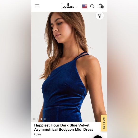 Lulus Dark Blue Velvet Asymmetrical Bodycon Midi Dress - Picture 2 of 6